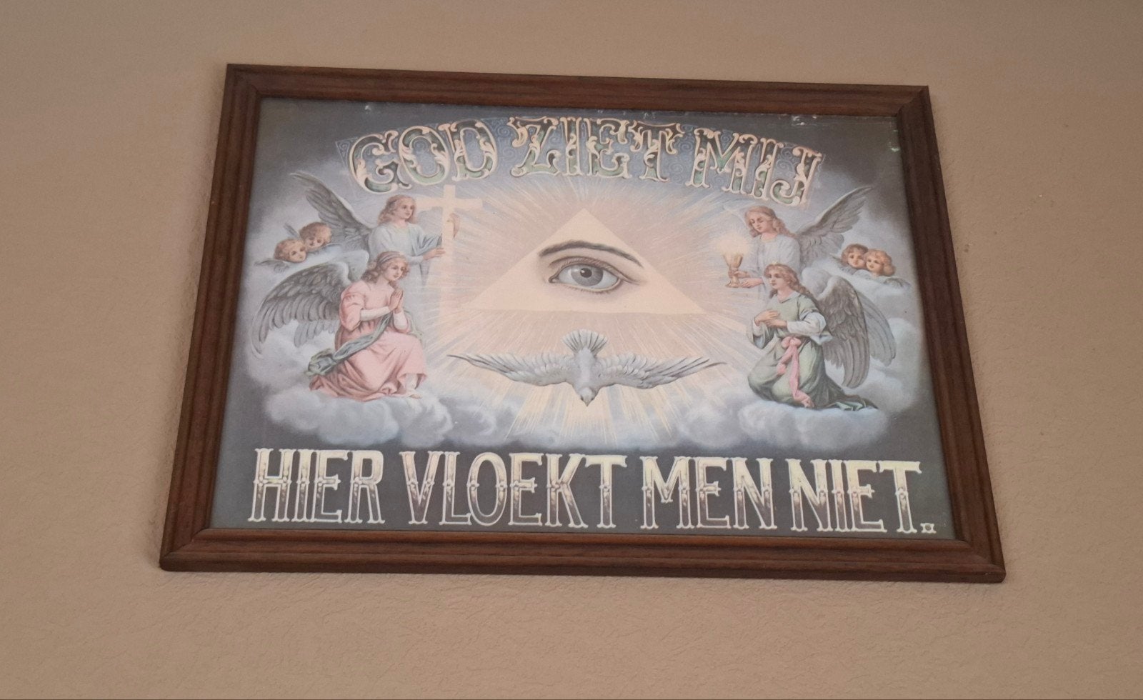 God ziet mij, hier vloekt men niet, Antiek en Kunst, Ophalen