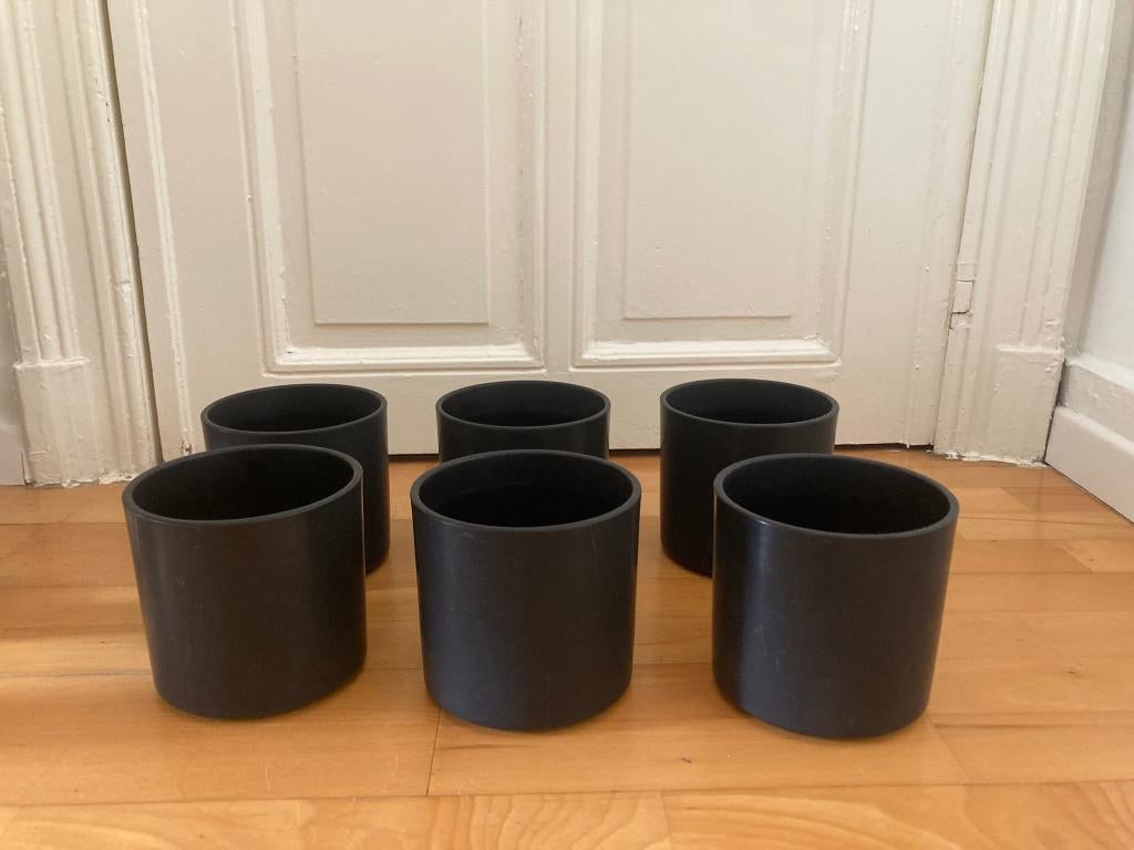 Lot de 6 caches pots en grès noir, Enlèvement, Comme neuf