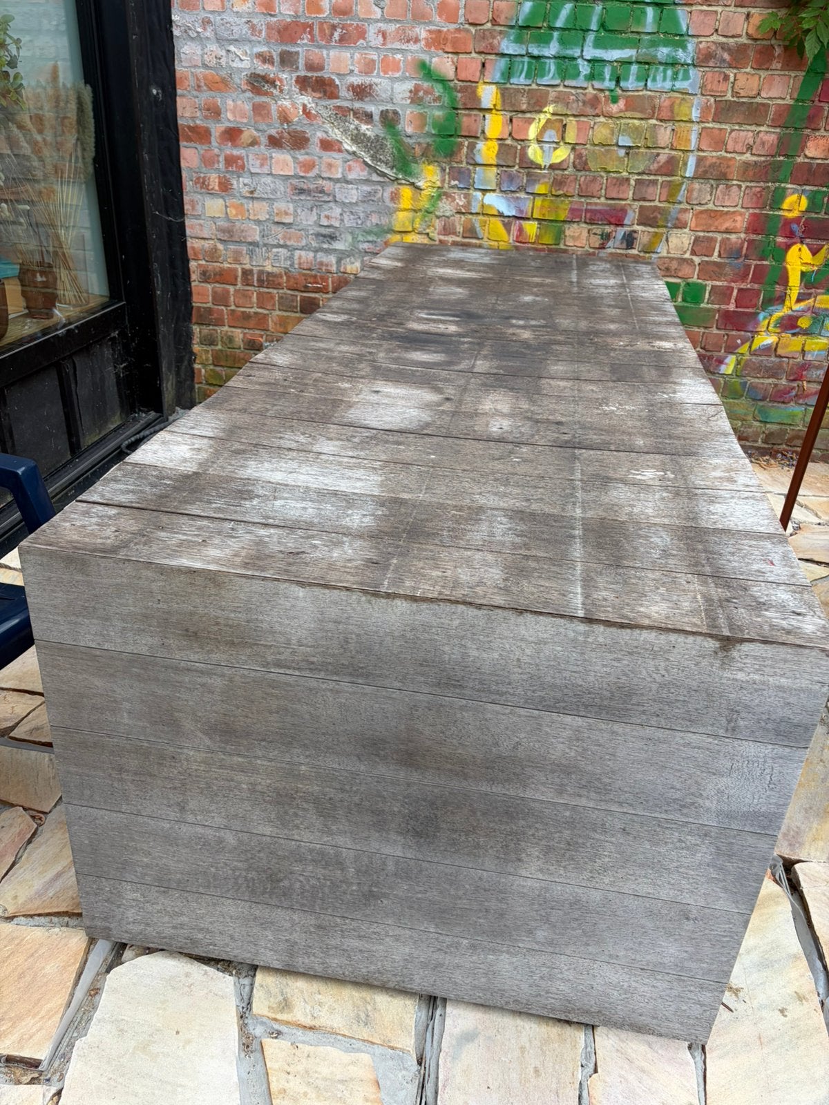 GRATIS tuintafel hout 2m50 op 97, Tuin en Terras, Ophalen, Gebruikt, Rechthoekig, Hout