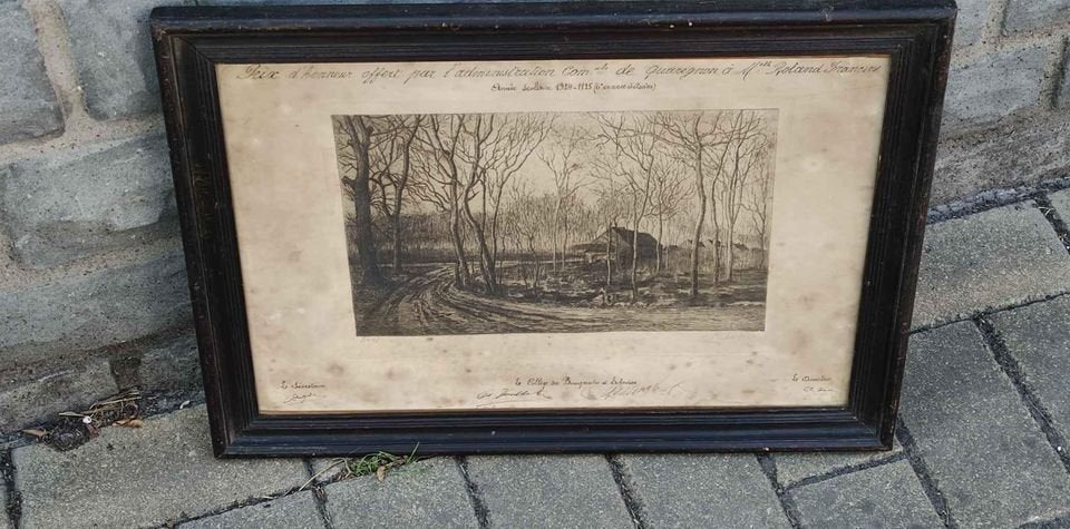 Gravure chemin signe Victor dieu, Enlèvement ou Envoi, Gravure
