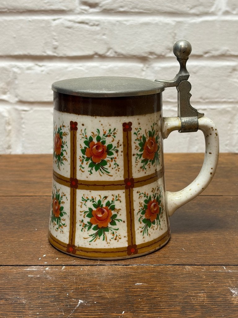Vintage BMF Bierpul Keramiek met Tinnen Deksel, Huis en Inrichting, Kan, Gebruikt, Overige merken, Keramiek