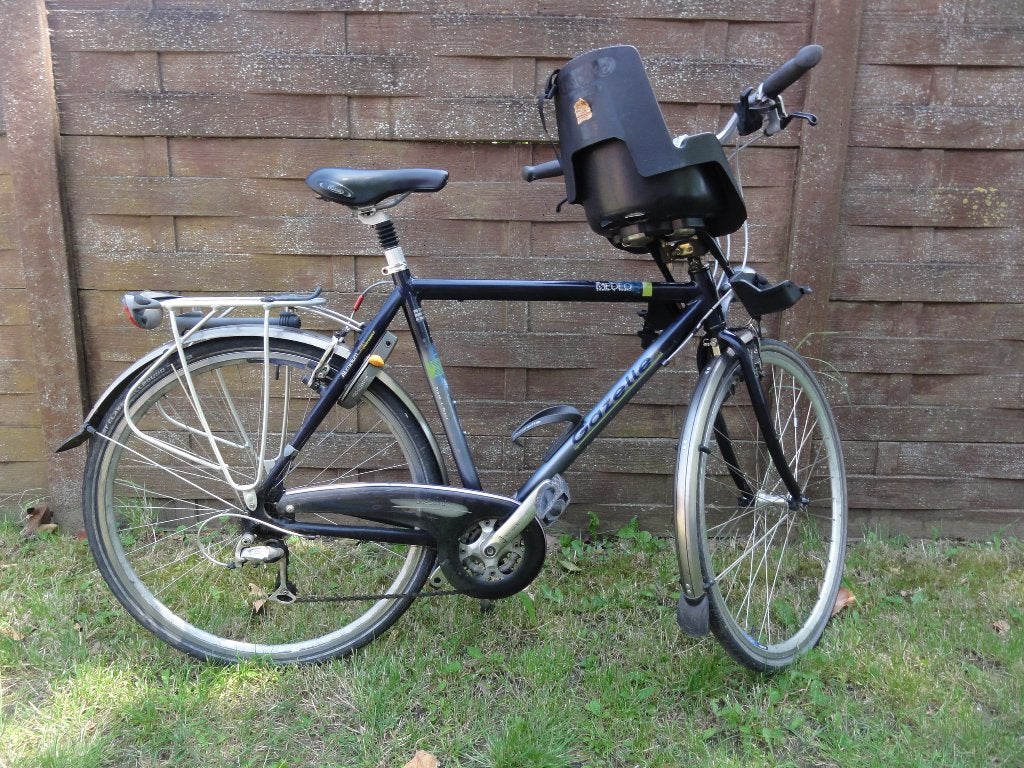 Gazelle Medeo Track & Trail herenfiets met kinderzitje 95 eu, Fietsen en Brommers, Ophalen, Versnellingen, Zo goed als nieuw, 57 tot 61 cm