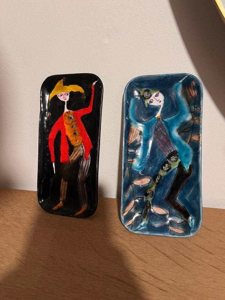2 Keramische wandtegels met figuren, * Schiavon*, Ophalen of Verzenden