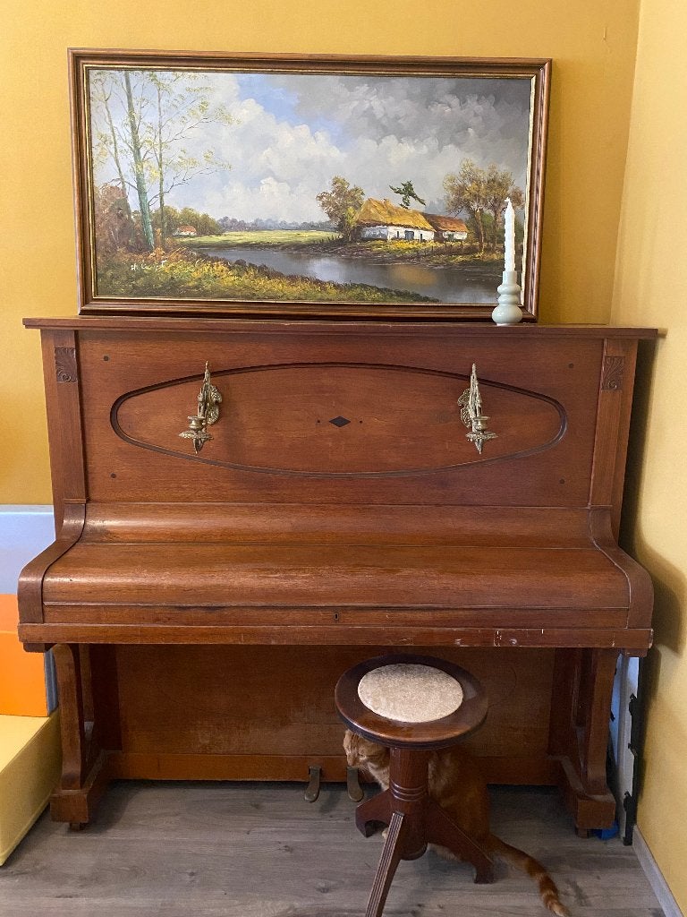 Antieke piano, Muziek en Instrumenten, Piano's, Ophalen, Gebruikt, Bruin, Piano