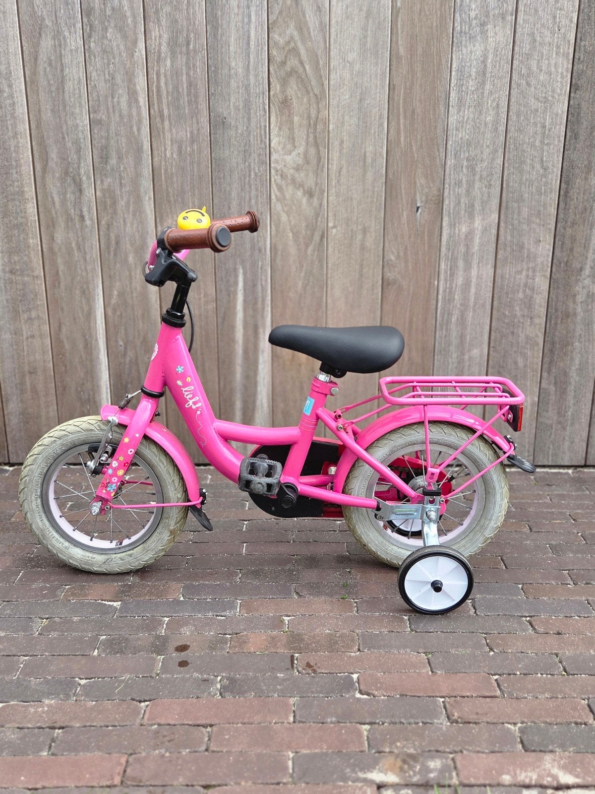 12 inch kinderfiets met zijwieltjes, Ophalen, Terugtraprem, Zijwieltjes, Gebruikt