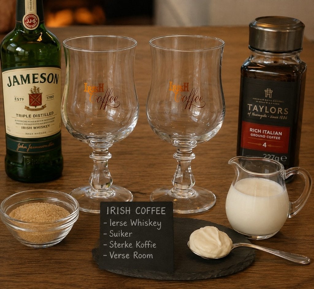 2 vintage tulpvormige glazen speciaal voor IRISH COFFEE, Ophalen of Verzenden, Zo goed als nieuw, Overige typen
