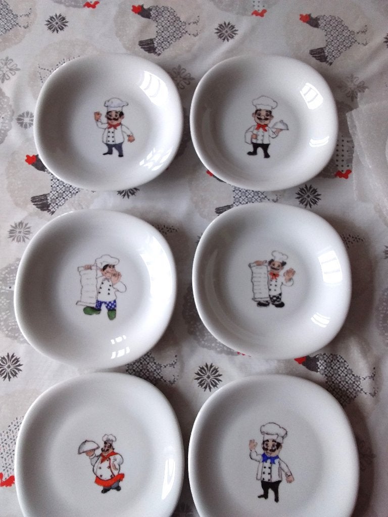 6 assiettes porcelaine peinte à la main, Enlèvement