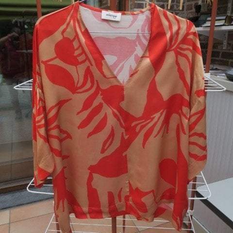 Oversized blouse boxstyle v-hals ottod'Ame mt 42-44, Kleding | Dames, Maat 42/44 (L), Oranje, Ophalen of Verzenden, Zo goed als nieuw