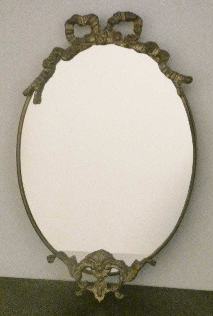 ovale spiegel met strikje [2018], Ophalen of Verzenden, Ovaal, Minder dan 50 cm, Minder dan 100 cm