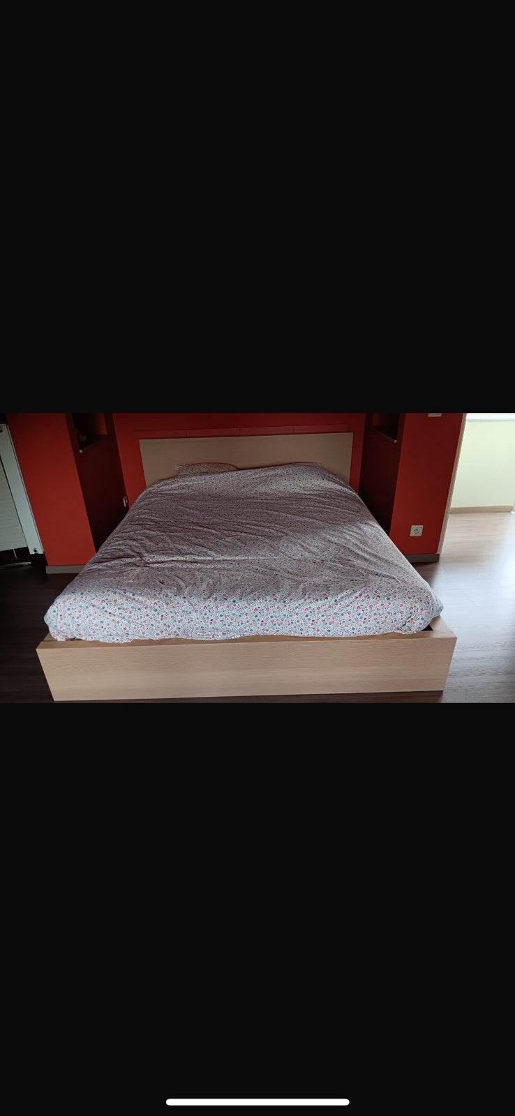 Bed Malm ikea, Beige, Enlèvement, Utilisé, 180 cm