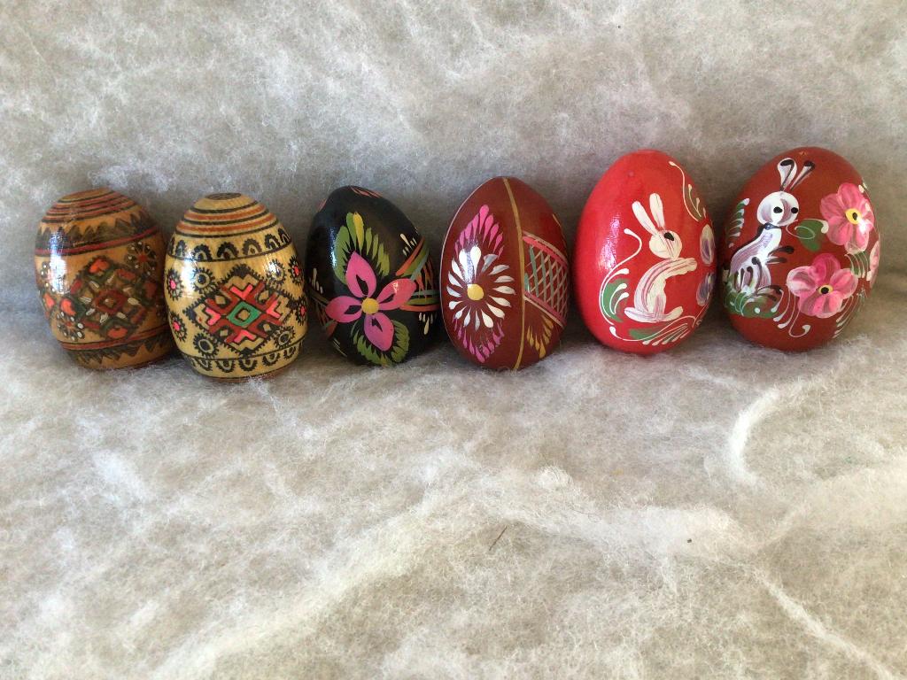 6 houten paaseieren. Vintage. Beschilderd, Diversen, Ophalen of Verzenden