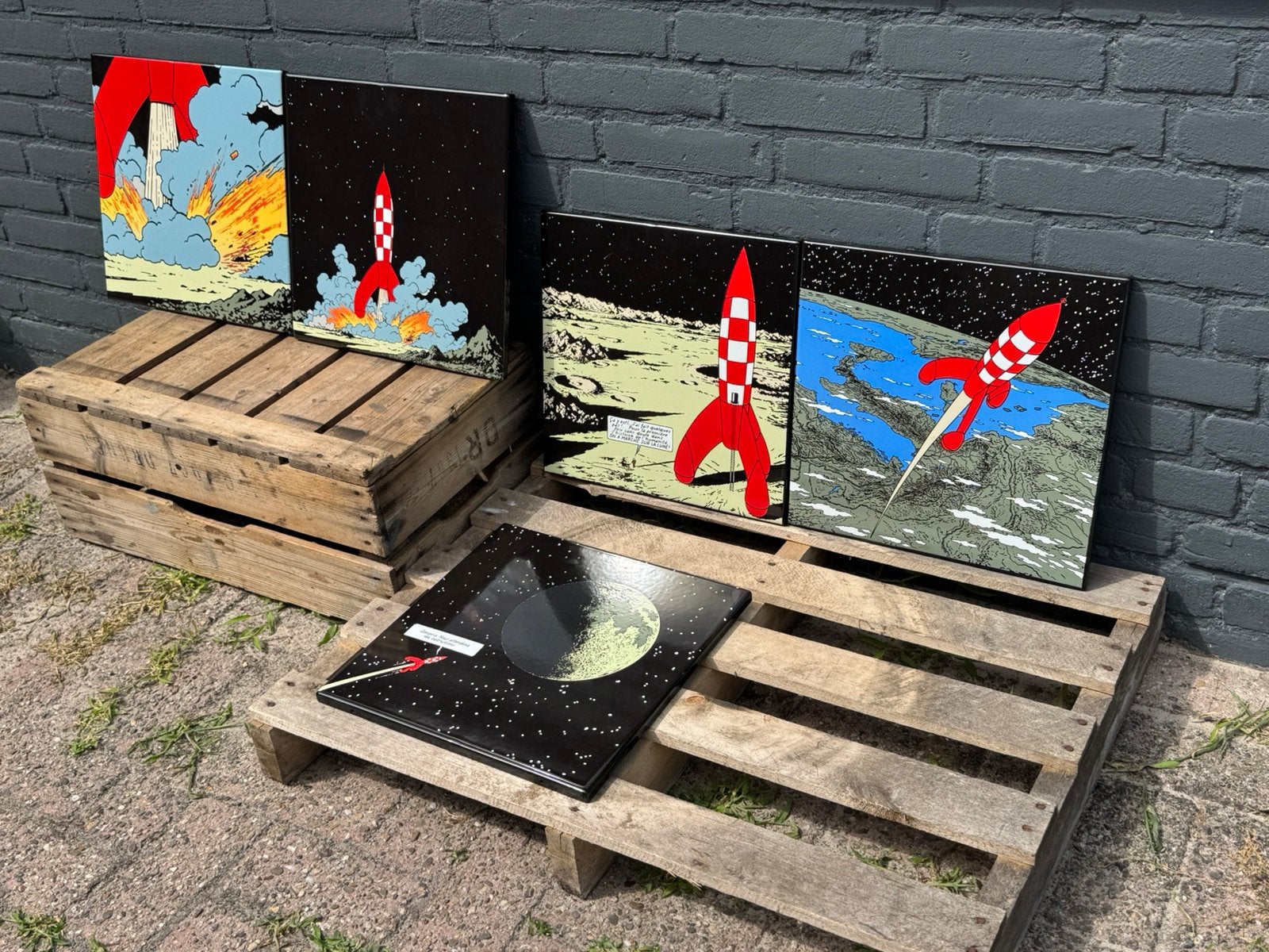 Kuifje Raket emaille reclamebord, Ophalen of Verzenden, Kuifje, Zo goed als nieuw, Plaatje, Poster of Sticker