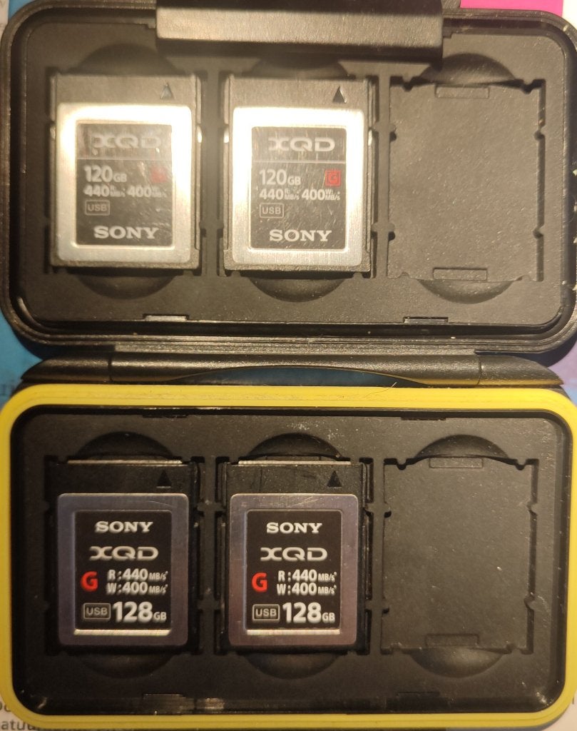 4 Sony XQD kaartjes (2x 120GB, 2x 128GB), XQD, Fotocamera, Ophalen of Verzenden, Zo goed als nieuw