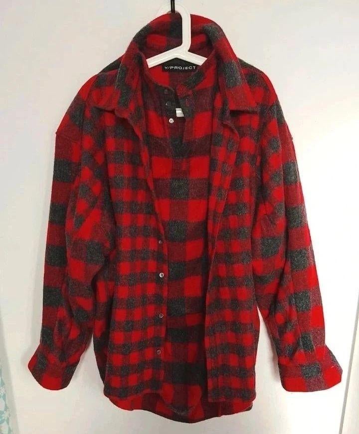 Y/Project rood-zwart geruite overshirt van wolmix — Designer, Ophalen, Y Project, Maat 48/50 (M), Zo goed als nieuw