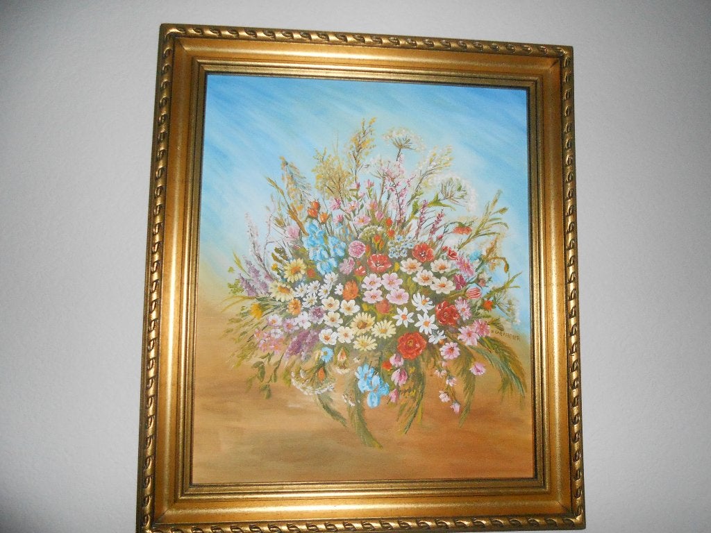Peinture sur toile avec fleurs des champs 70x60, Ophalen, Klassiek, Bloemen