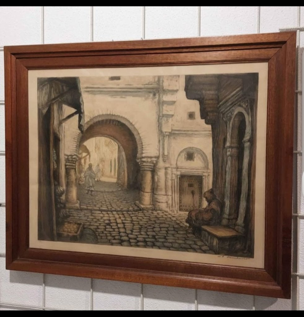 Ets Constantine. W.A. Lambrecht. Oriëntalistisch., 79 cm, Eau-forte, Numéroté, Vue urbaine