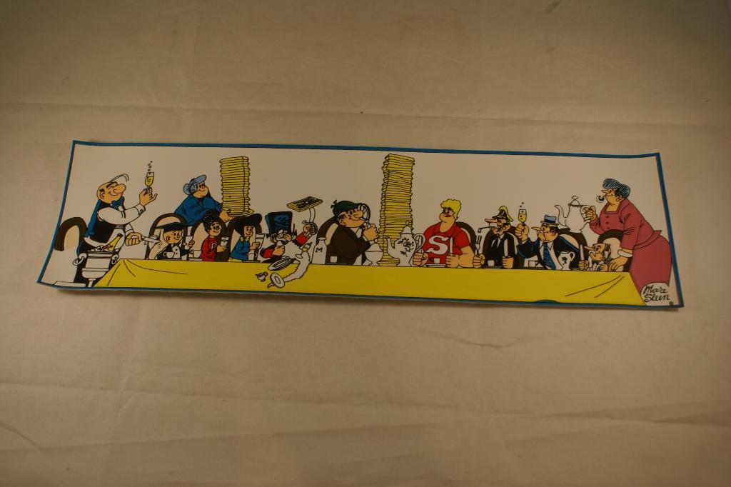 Nero Marc Sleen feestmaal rubber strip tekening plaat '70, Ophalen of Verzenden, Overige figuren, Nieuw, Plaatje, Poster of Sticker