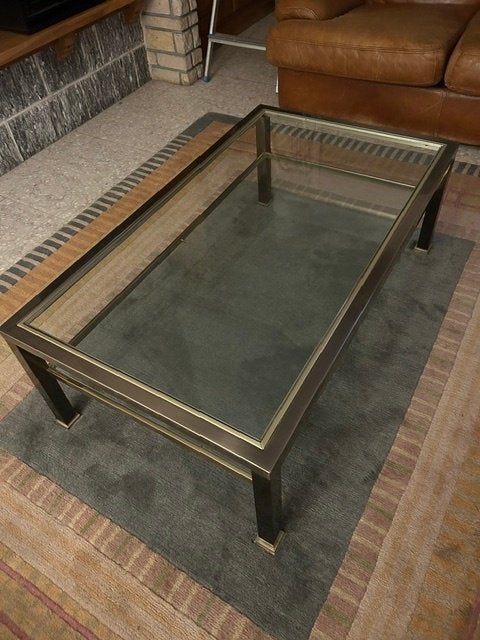 bronzen en glas salontafels vitage af te halen in Halle, Huis en Inrichting, Ophalen, Zo goed als nieuw, Glas