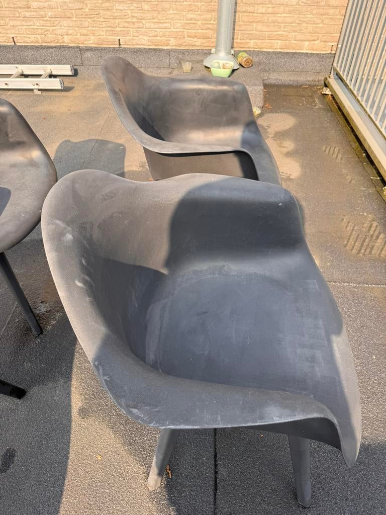 6x zwarte kuip tuinstoelen, Ophalen, Kunststof