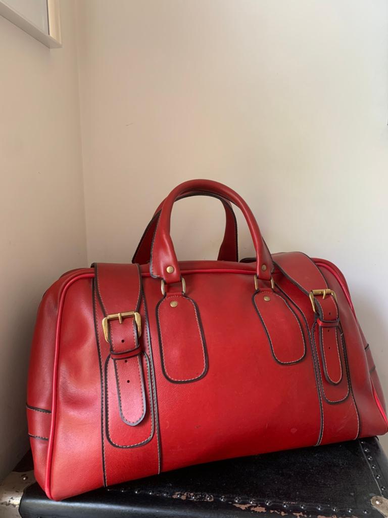 Grand sac de voyage vintage chic style – similicuir rouge, Enlèvement ou Envoi