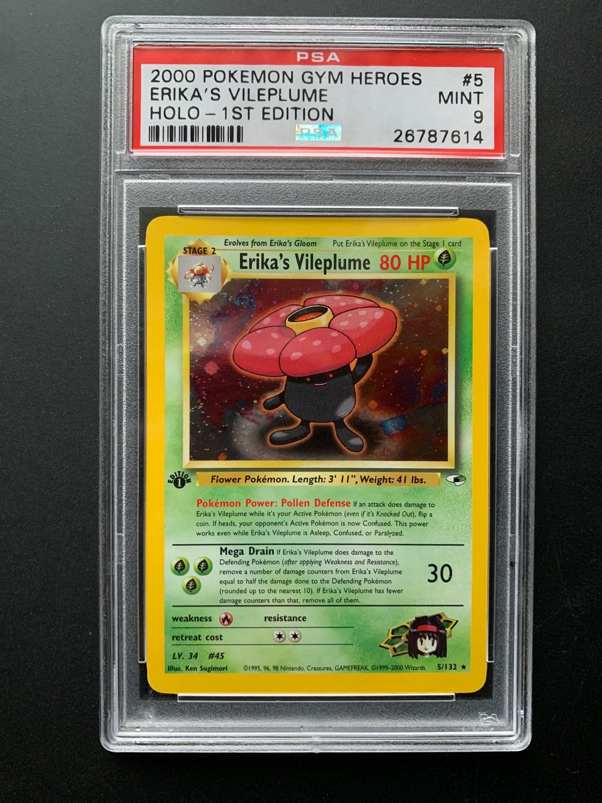 Pokemon Erika’s Vileplume 1st edition PSA 9, Ophalen of Verzenden, Zo goed als nieuw