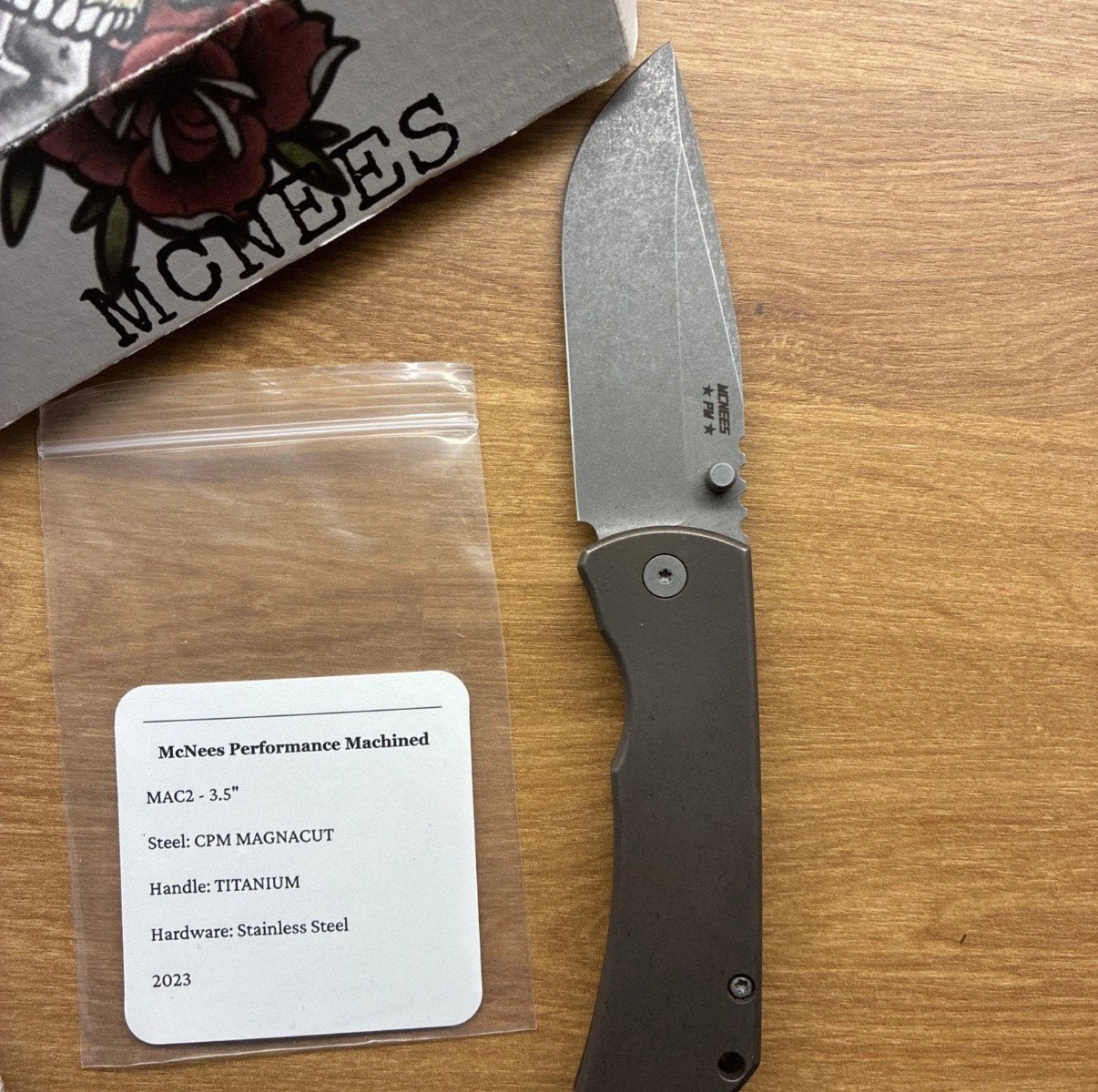 Nieuw McNees Knives PM Mac 2 3.5” Titanium Atomic BRZ Zakmes, Caravans en Kamperen, Kampeergereedschap, Nieuw, Ophalen of Verzenden