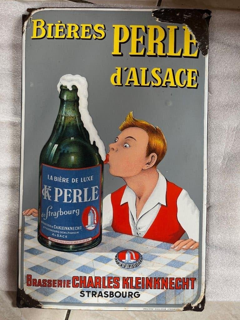 Plaque émaillée bière perle d'alsace, Enlèvement ou Envoi