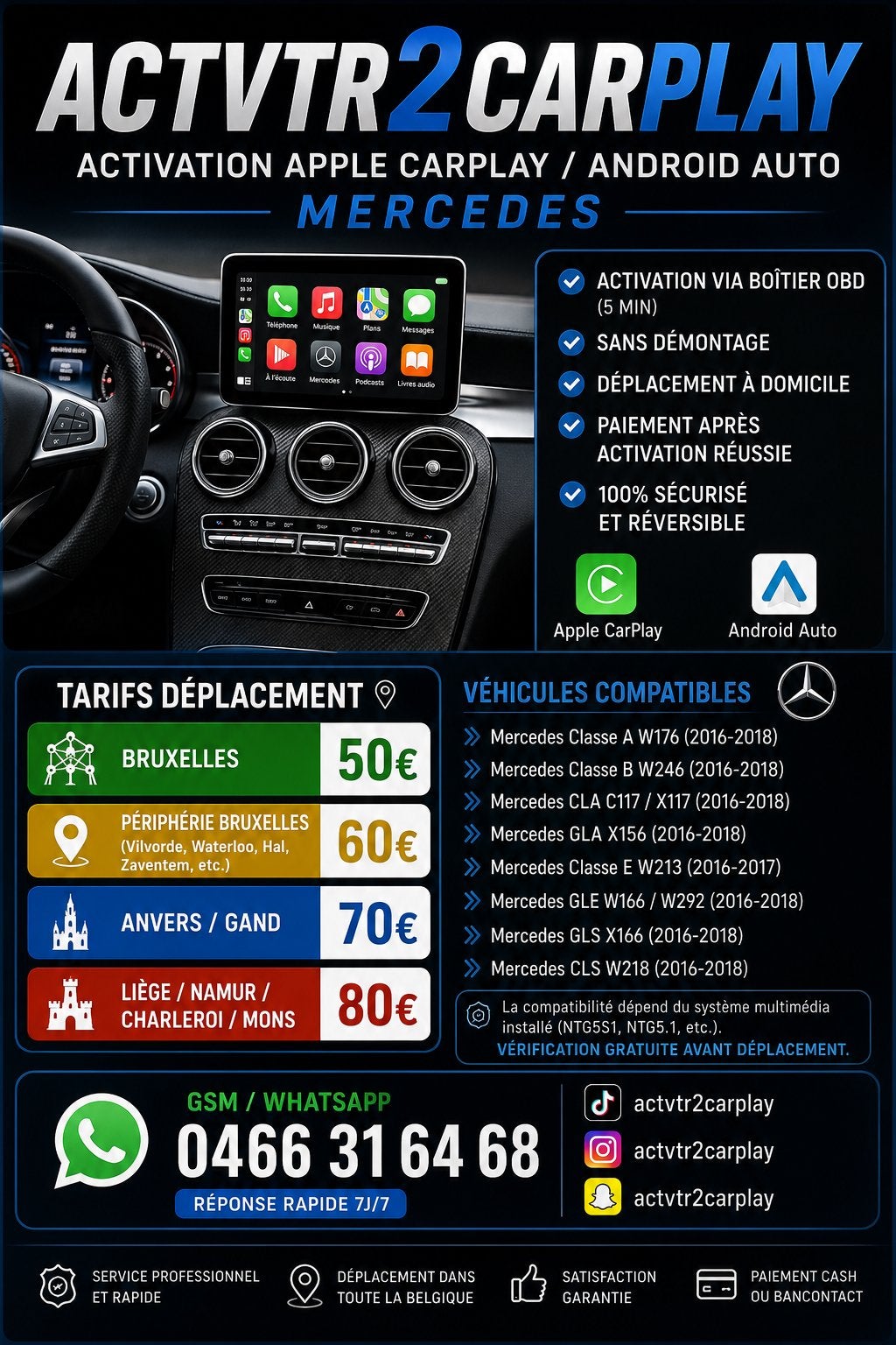 Activation carplay, Enlèvement