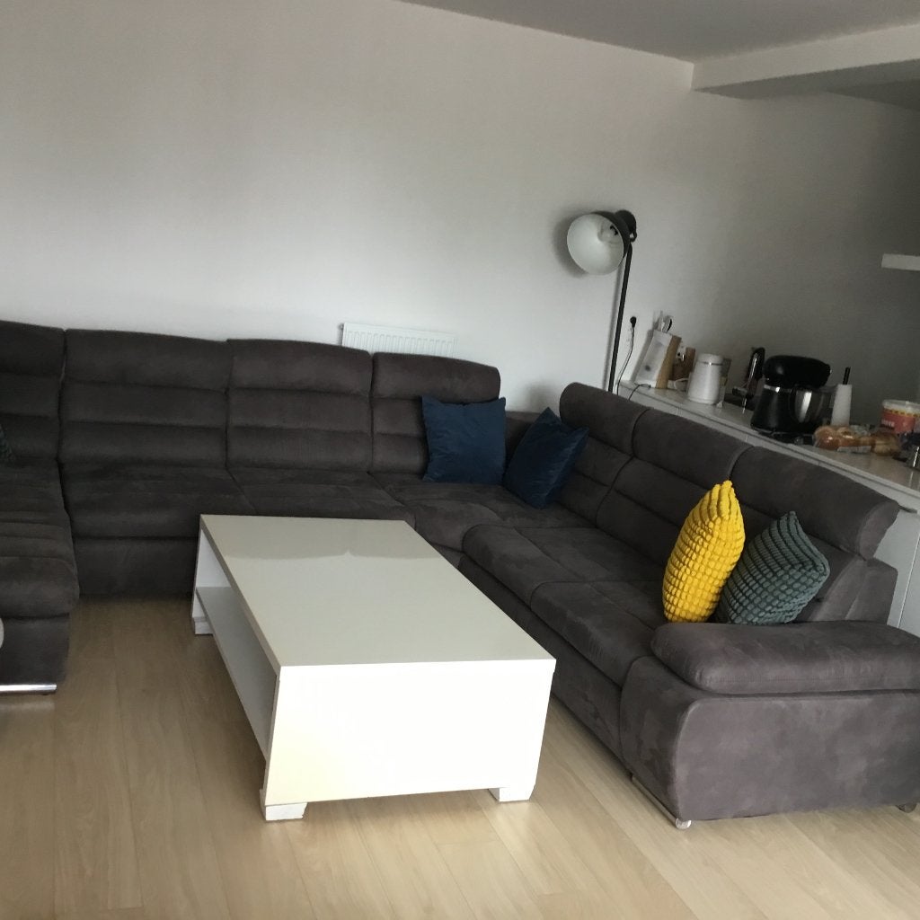 Grote hoeksalon te koop Taup kleur, Ophalen, Gebruikt, Stof