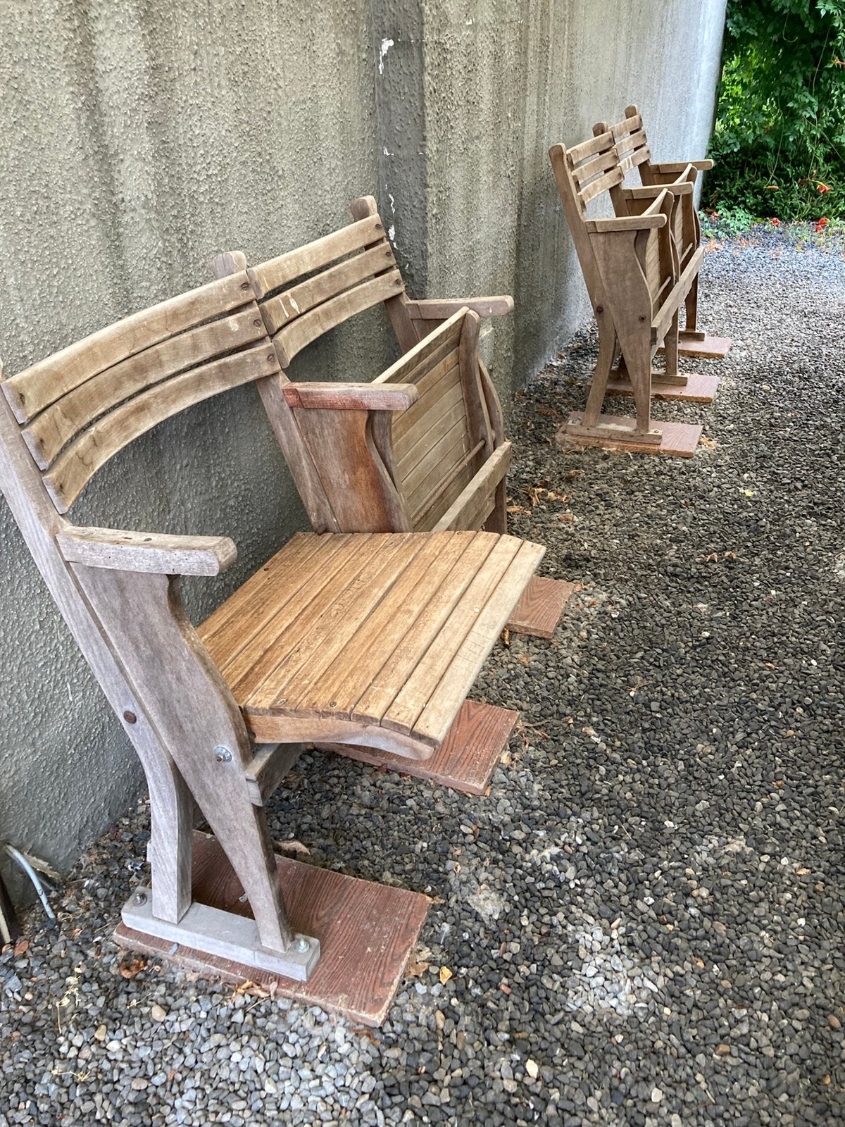 Oude bioscoopstoelen, Ophalen, Gebruikt, Hout, Inklapbaar