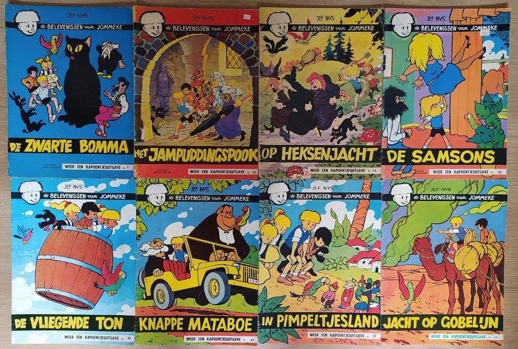 strips Jommeke ( ongekleurd - zwarte druk - herdruk ), Ophalen of Verzenden