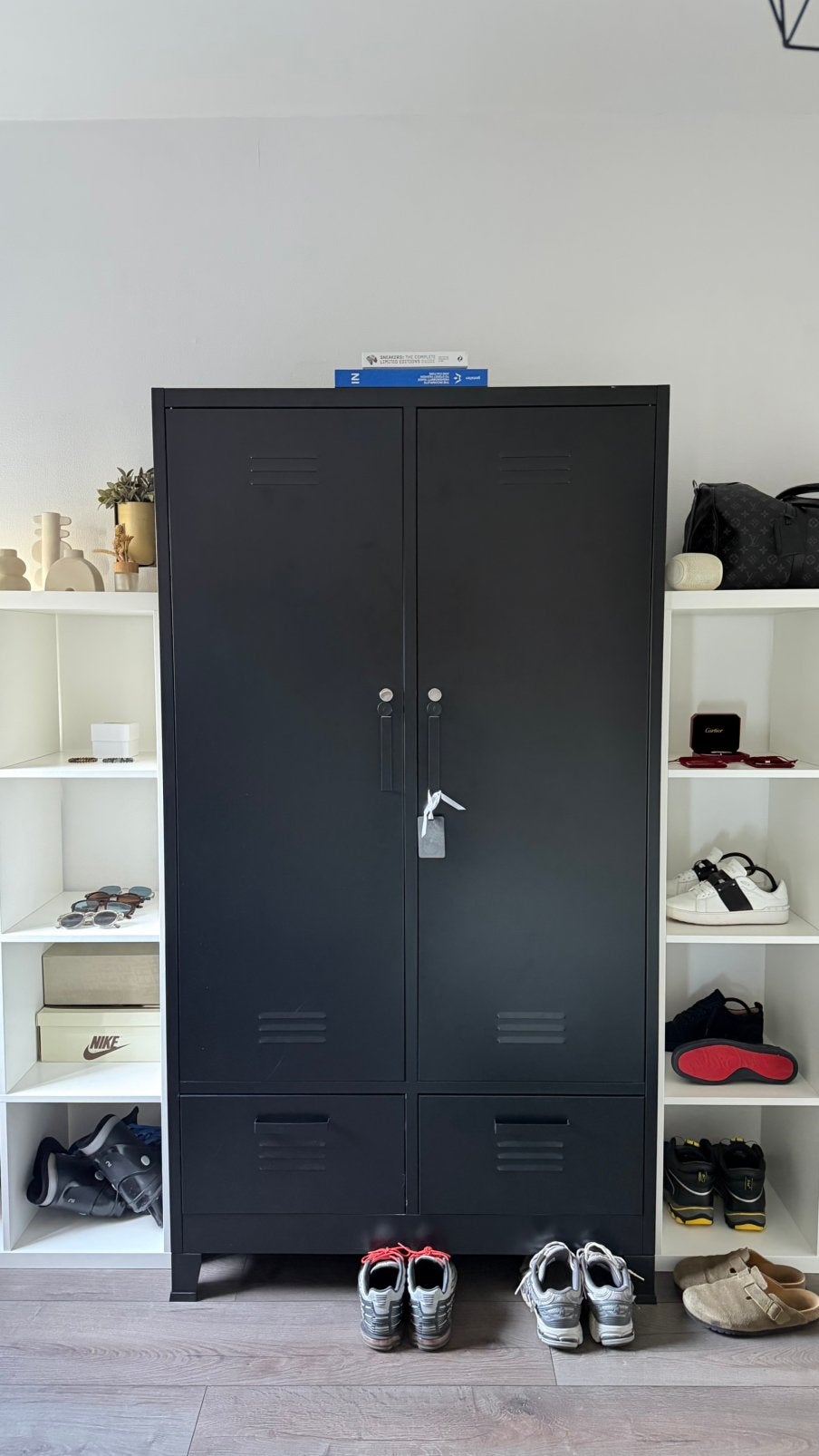 Zwarte metalen kleerkast / lockerkast – 185 x 100 x 50 cm, Ophalen, Gebruikt, 50 tot 100 cm, 150 tot 200 cm