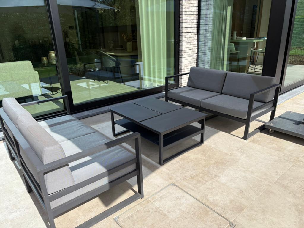 Loungeset Jati&Kebon, Tuin en Terras, Tuinsets en Loungesets, Ophalen, 6 zitplaatsen, Aluminium, Zo goed als nieuw