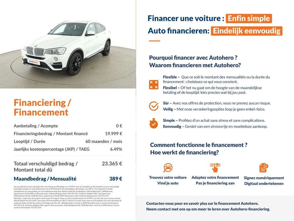 BMW X4 xDrive 20d (année de construction 2018), Autos, BMW, Cuir, Achat, Euro 6, Anti démarrage