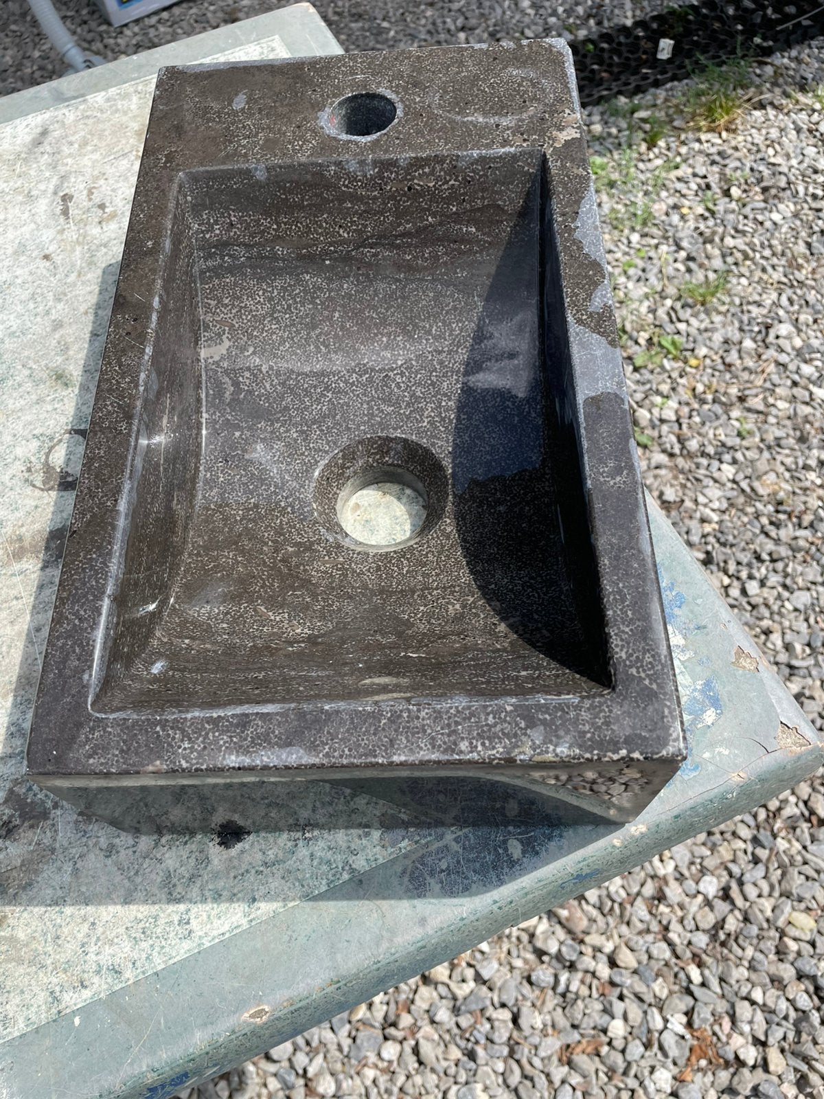 Lavabo in blauwe steen, Ophalen, Zo goed als nieuw