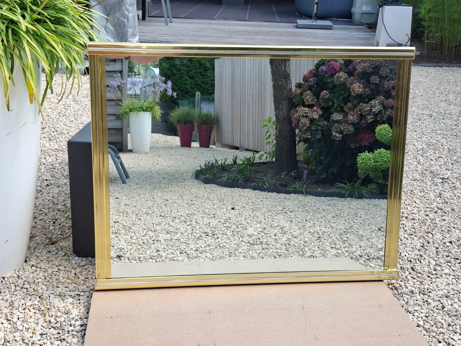 grote spiegel met metalen kader, Huis en Inrichting, Woonaccessoires | Spiegels, Ophalen, Rechthoekig