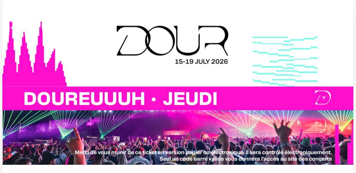 2 place dour jeudi, Tickets & Billets, Deux personnes