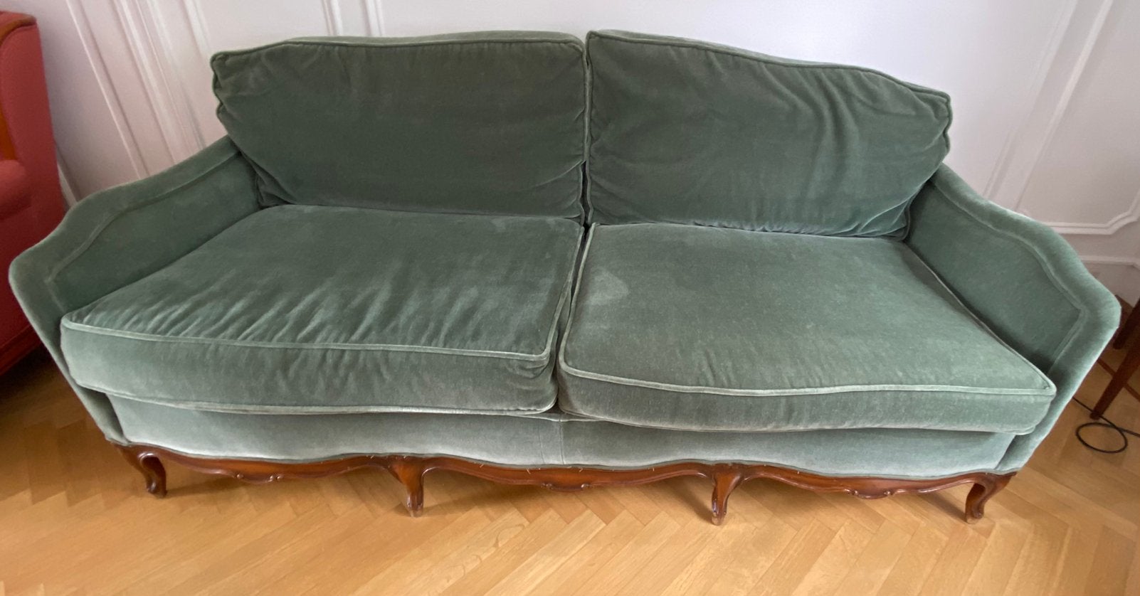Grand fauteuil en velour vert, Enlèvement, Utilisé, Vert