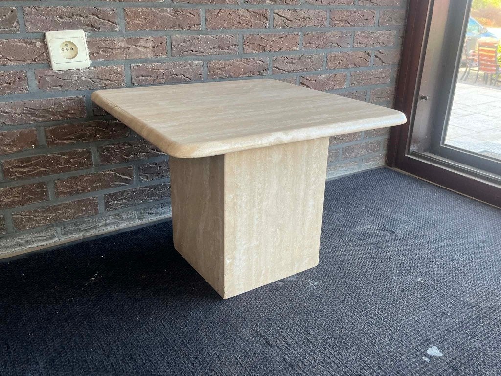 Travertin bijzettafel 50x50x37, Ophalen of Verzenden