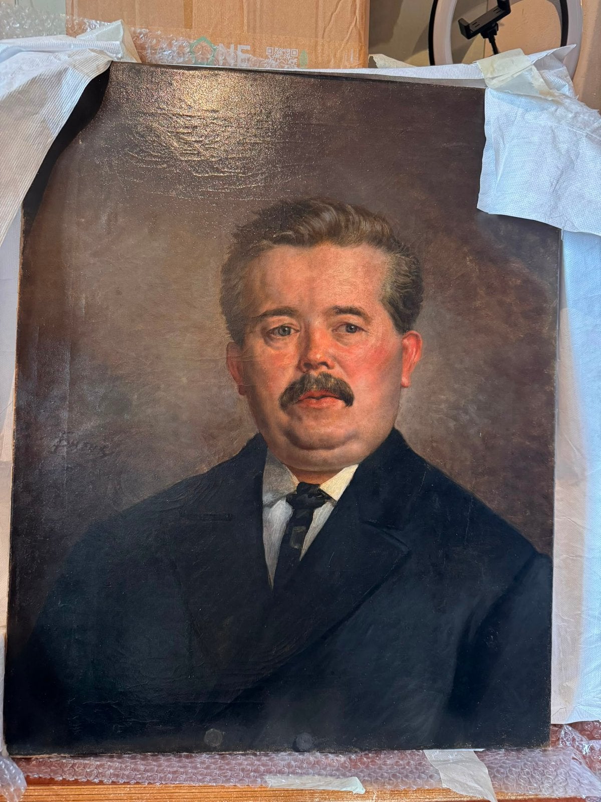 Portrait d’homme bourgeois - peinture a l’huile, Enlèvement ou Envoi, Classique, Toile