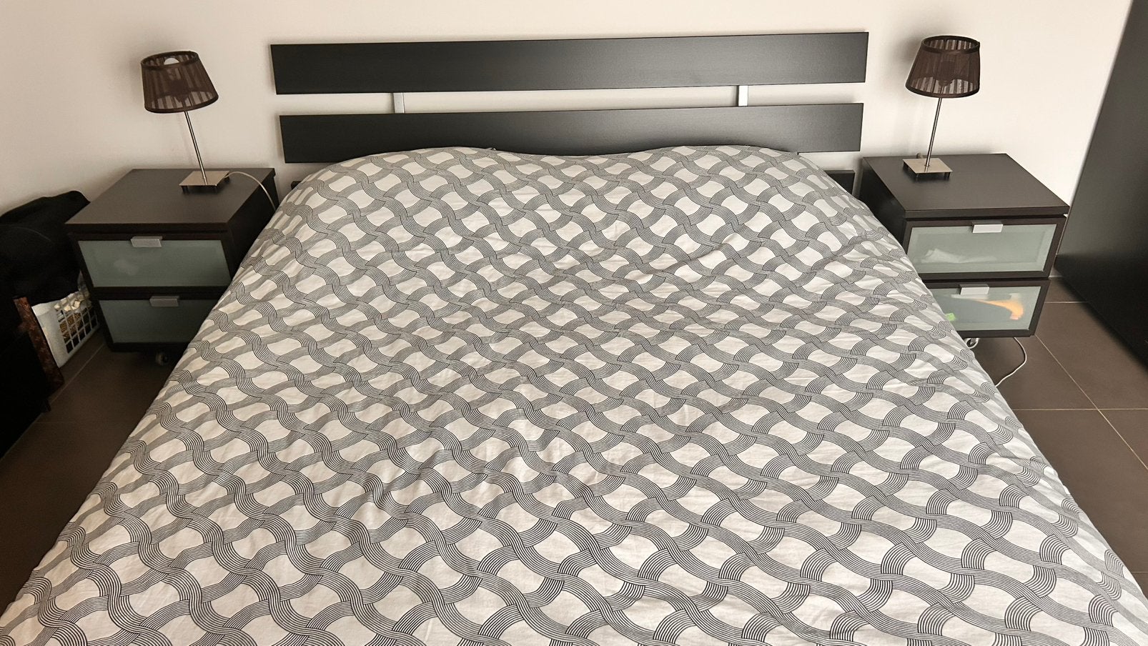 2 persoonsbed 160 x 200, Huis en Inrichting, Slaapkamer | Bedden, Ophalen, Gebruikt, Bruin, Tweepersoons