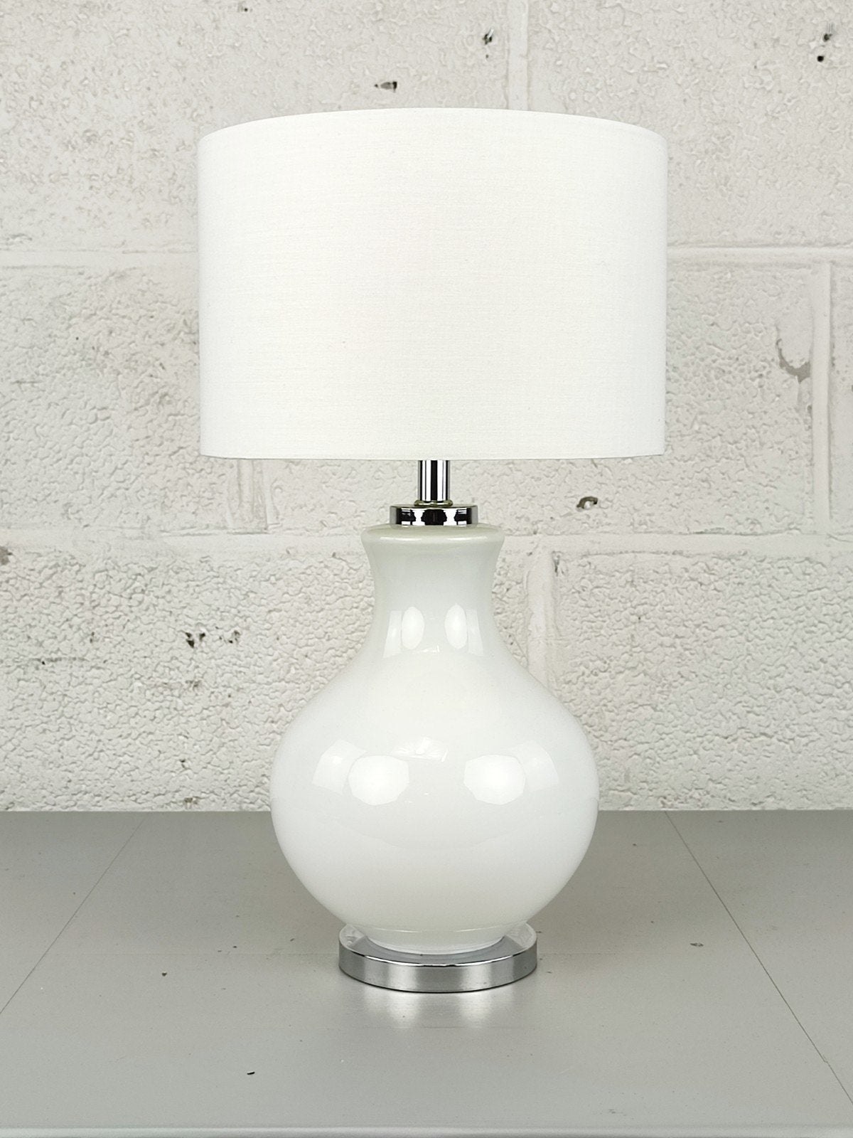 Vintage witte opaline tafellamp, Ophalen of Verzenden