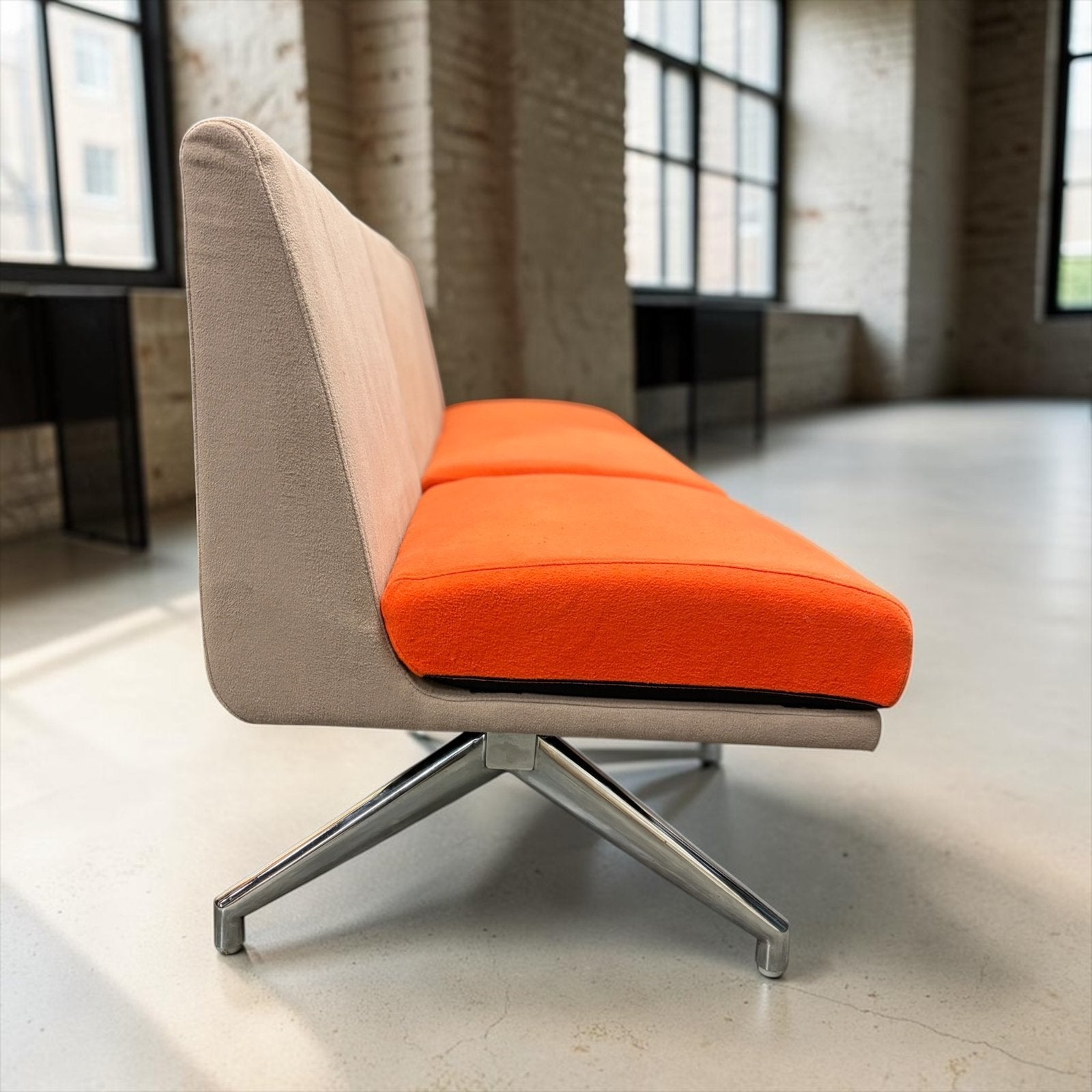 Vintage oranje zetel / canapé / sofa met chromen frame, Ophalen of Verzenden