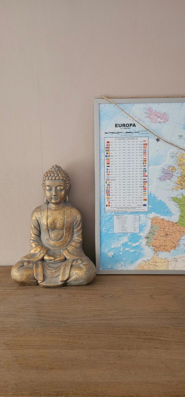 Set de décoration statues de Bouddha + carte en liège, Maison & Meubles, Enlèvement, Gris, Set