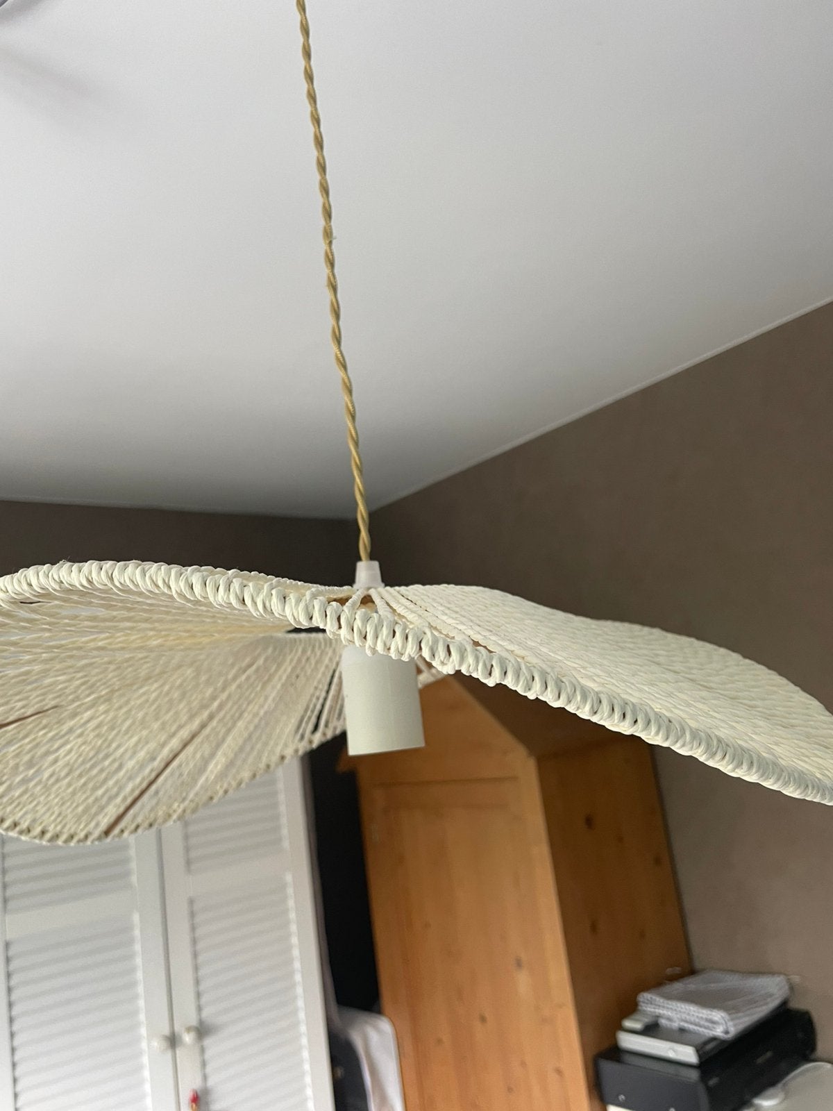 Plafonnier suspension, Maison & Meubles, Neuf, Bois, E27 (grand), 40 cm