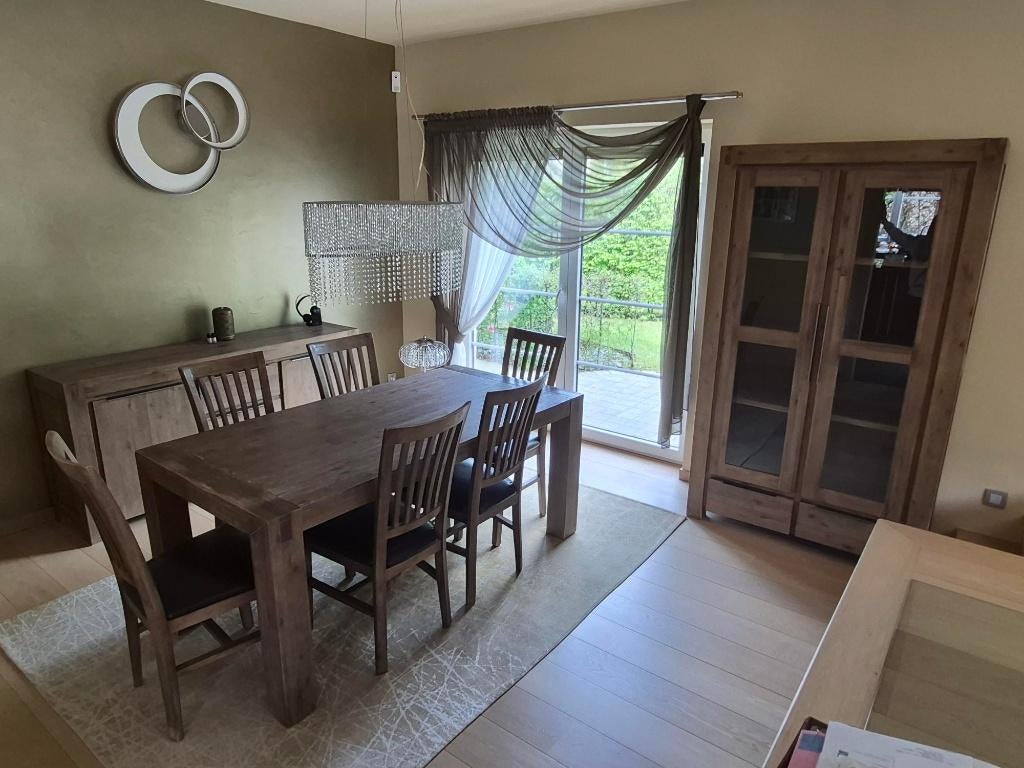 A VENDRE SALLE A MANGER, Enlèvement, Comme neuf, BOIS EXOTIQUE, 4 à 6 chaises
