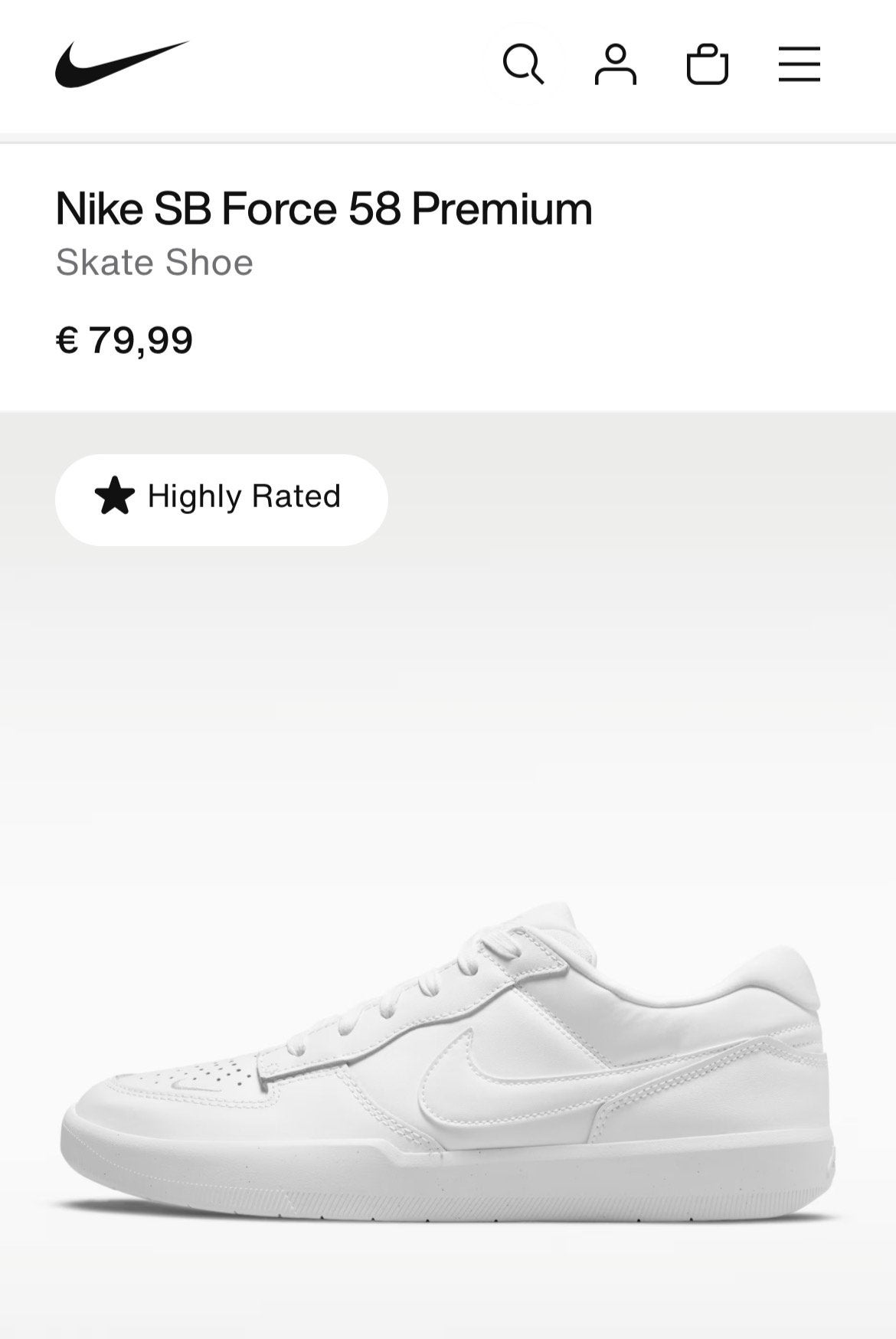 Witte Nike sneakers (SB Force 58 Premium), Kleding | Heren, Schoenen, Ophalen, Wit, Zo goed als nieuw, Sneakers