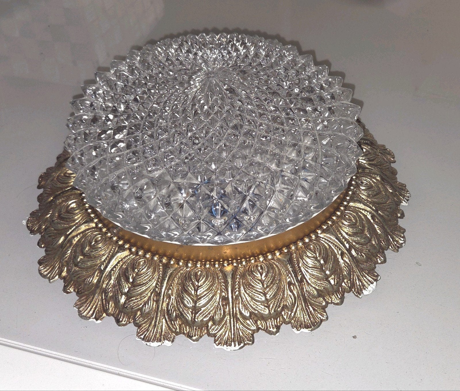 Unieke set van 3 Vintage Hustadt Leuchten Plafonnières, Handtassen en Accessoires, Ringen, Ophalen, Wit