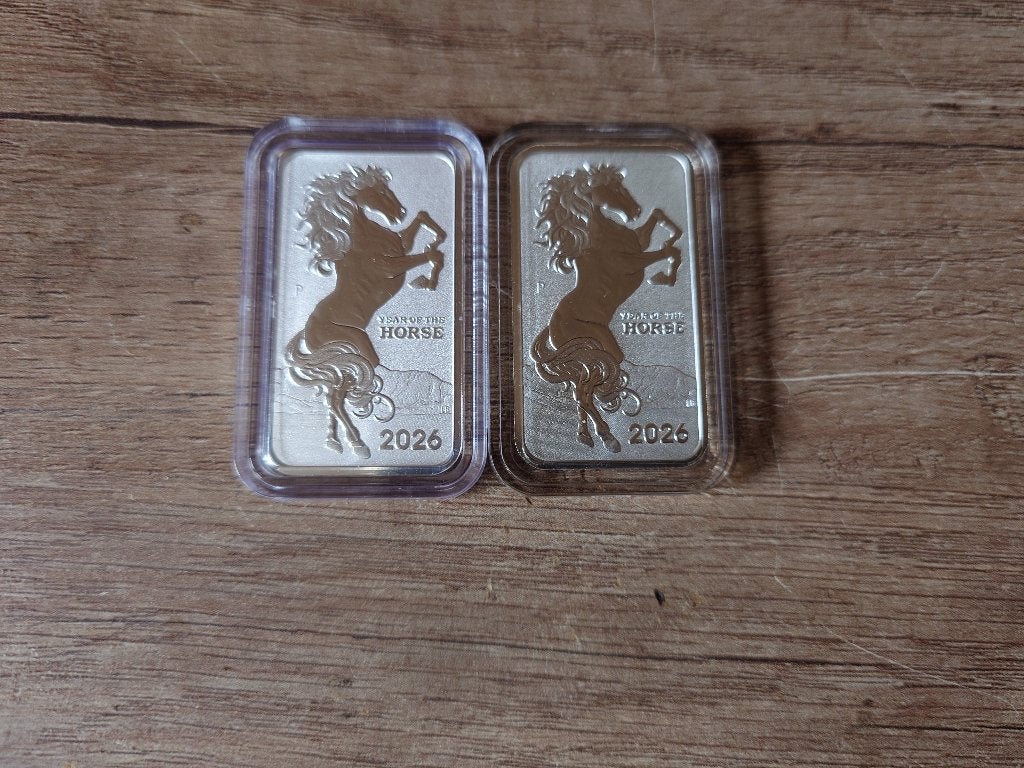 2x 1 oz Rectangular Lunar Horse 2026, Verzenden, Zilver