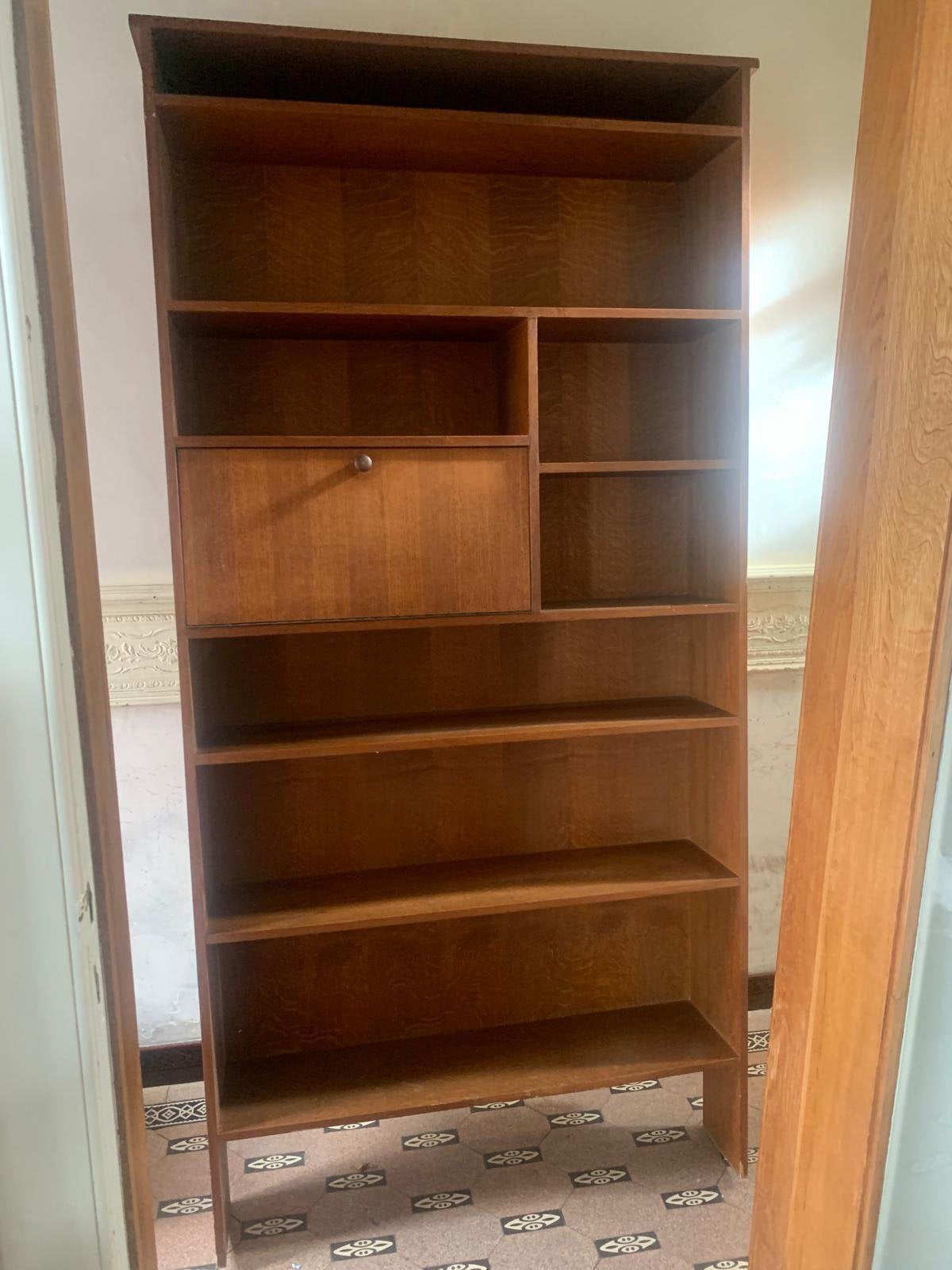 Vintage teakhouten boeken/wandkast, Huis en Inrichting, Ophalen, Gebruikt, 100 tot 150 cm, 200 cm of meer